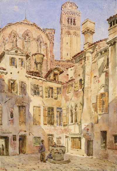 Frari-kirken, Venedig, fra Campiello San Rocco, 1854 af George Price Boyce