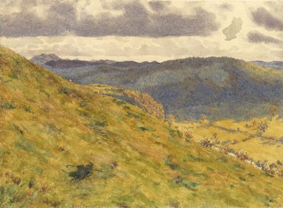 Valley of the Teme, en solrig novembermorgen, 1960 (wc på papir) af George Price Boyce