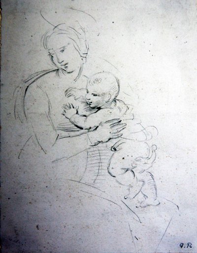 En mor og hendes barn - studie for de gamle af George Richmond