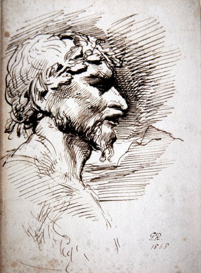 Mandligt hoved - studie for de gamle af George Richmond