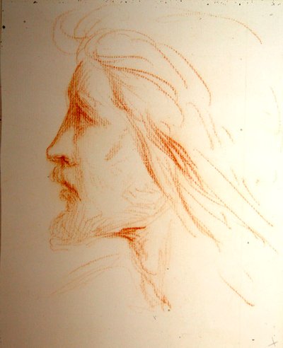 Portrætstudie af Samuel Palmer, ca. 1828-29 (rødt kridt på papir) af George Richmond