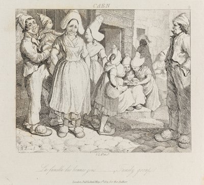 Familiegruppe, Caen, ca. 1821 (radering) af George Robert Lewis