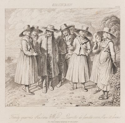 Familiestrid, Gmunden, ca. 1821 (radering) af George Robert Lewis