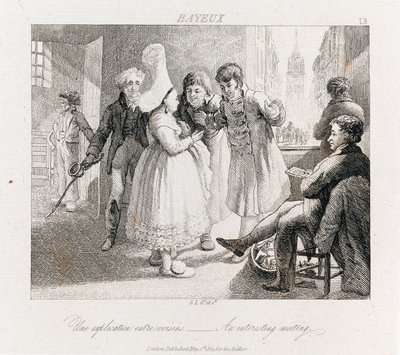 Interessant møde - Bayeux, ca. 1821 (radering) af George Robert Lewis
