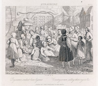 Peasants Selling, Strasburg, ca. 1821 (radering) af George Robert Lewis