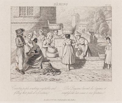 Vask grøntsager, Heming, ca. 1821 (ætsning) af George Robert Lewis