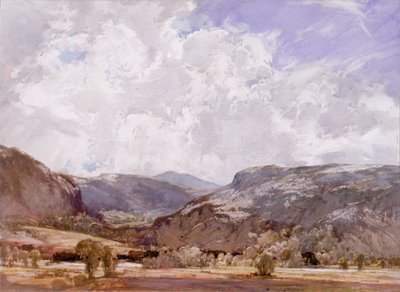 Conwy Valley - Midday (kropsfarve på papir) af George Robert Rushton