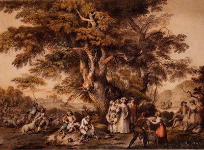 Sommer: Fåreklipning, ca. 1780 (akvarel og kropsfarve på papir) af George Robertson