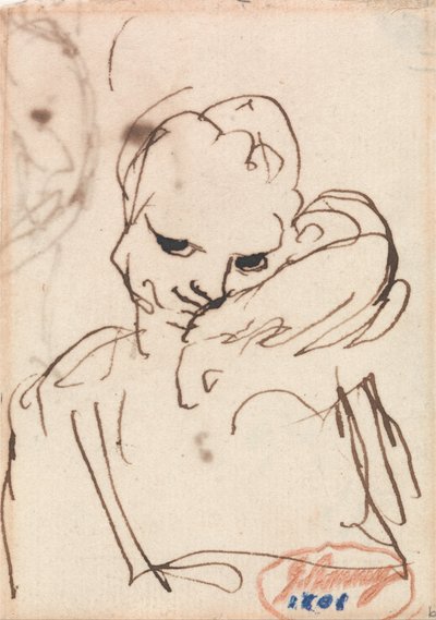 En pige med en kanin eller en hund på skulderen af George Romney