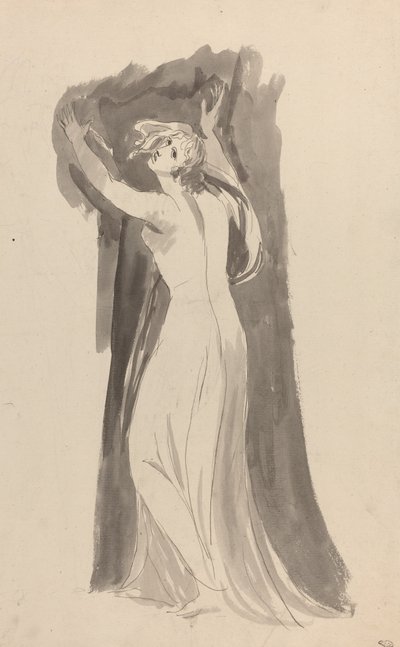 En undersøgelse af Miranda til "The Tempest" af George Romney