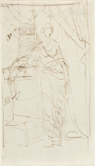 En elegant dame i klassisk påklædning [forsiden] af George Romney