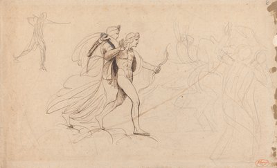 Apollo, Diana og rytteren i »Niobes børns død« af George Romney