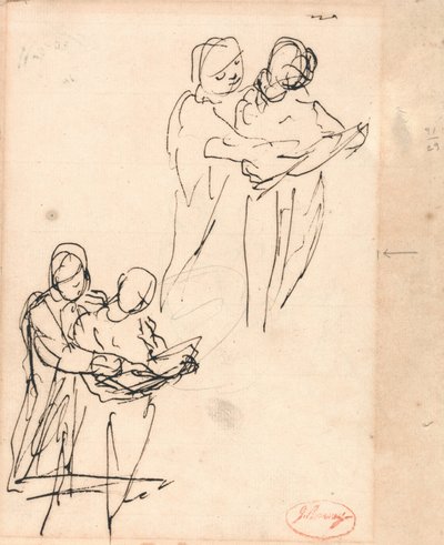 Par undersøger en bog af George Romney