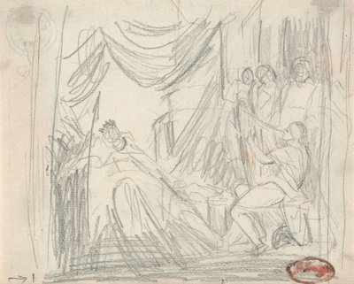 David spiller på harpe for kong Saul af George Romney