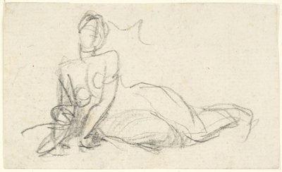 Kvindelig figur siddende på jorden af George Romney