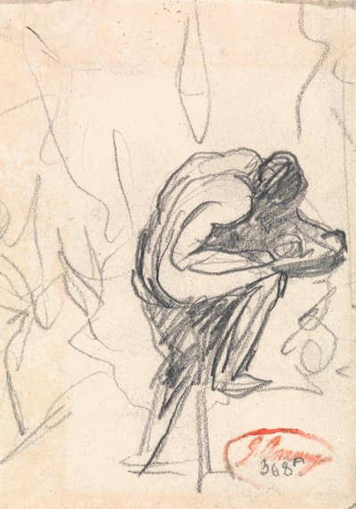 Figur stående med bøjet knæ af George Romney