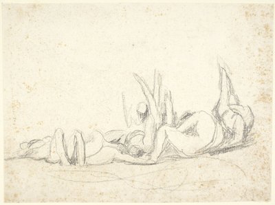 Gruppe af lidende figurer på jorden  (skitse til »Howard besøger fængsler«) af George Romney