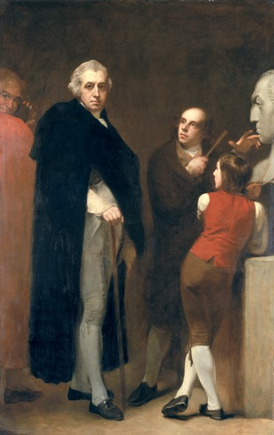 John Flaxman (1755-1826) modellerer sin buste af William Hayley (1745-1820), ca.1791-92 af George Romney