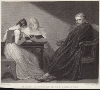 John Milton dikterer til sine døtre af George Romney