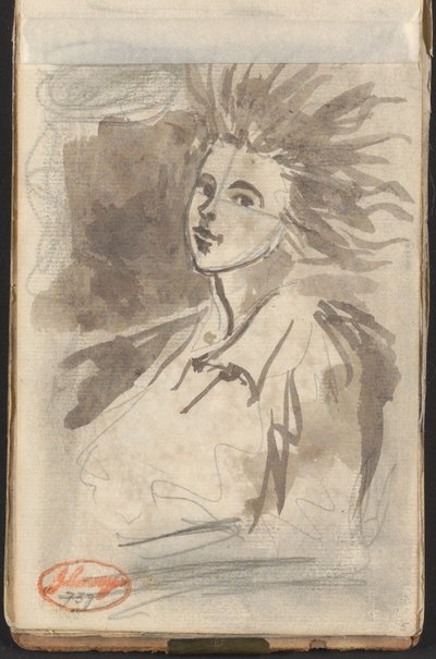 Dame med bølgende hår af George Romney