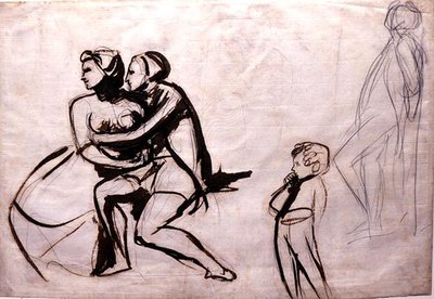 Lovers Espied by a Child (vask med pen og blæk) af George Romney