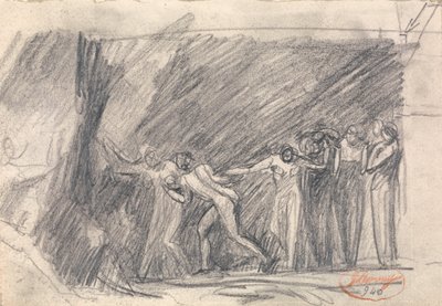 MacBeth i heksenes hule: Andet besøg, eller Canidia og de unge, eller Arkens åbning af George Romney
