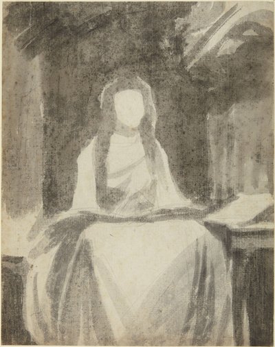 Portrætstudie af Lady Hamilton som Sankt Cecilia af George Romney