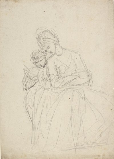 Portrætstudie af en siddende kvinde med et barn af George Romney