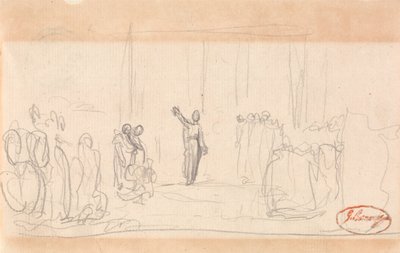 Muligvis en folkemængde foran en profetinde af George Romney