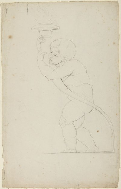 Putto med en fakkel i hånden af George Romney