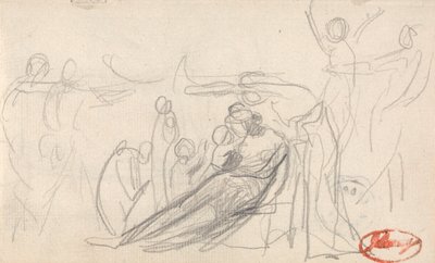 Liggende figur med børn og andre figurer af George Romney