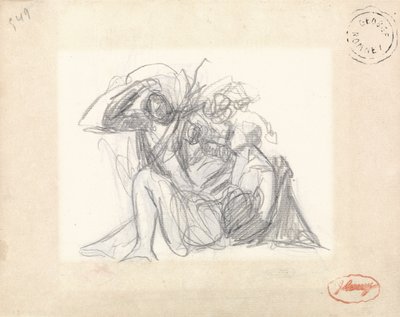 Liggende kvinde og andre figurer (grafit på papir) (se 153910) af George Romney