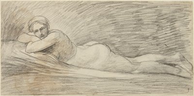Liggende kvindelig nøgenfigur af George Romney