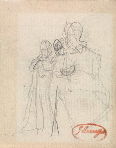 Siddende figur med to børn af George Romney
