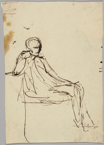 Siddende mandlig figur, portrætstudie af George Romney