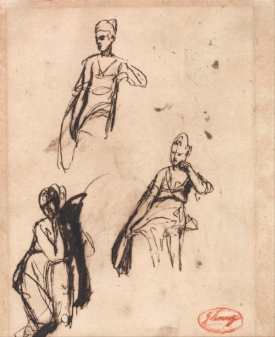 Siddende kvinde: Tre stillinger af George Romney