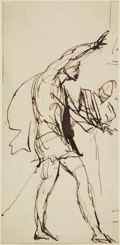 Skitse til Macbeth-figuren i festmåltidsscenen fra »Macbeth« af George Romney
