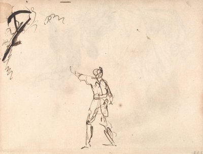 Stående figur med løftet arm, muligvis Macbeth af George Romney