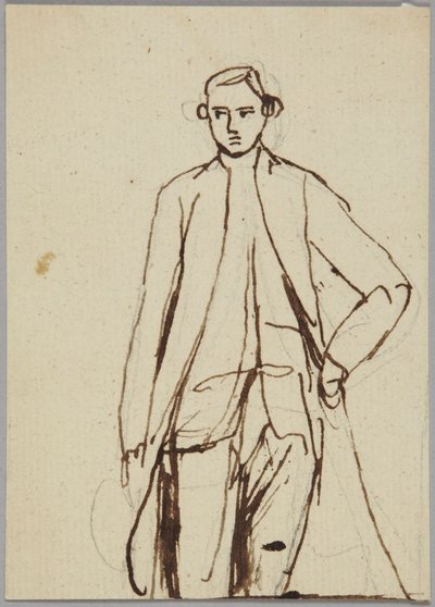 Stående mandlig figur, venstre hånd på hoften, portrætstudie af George Romney