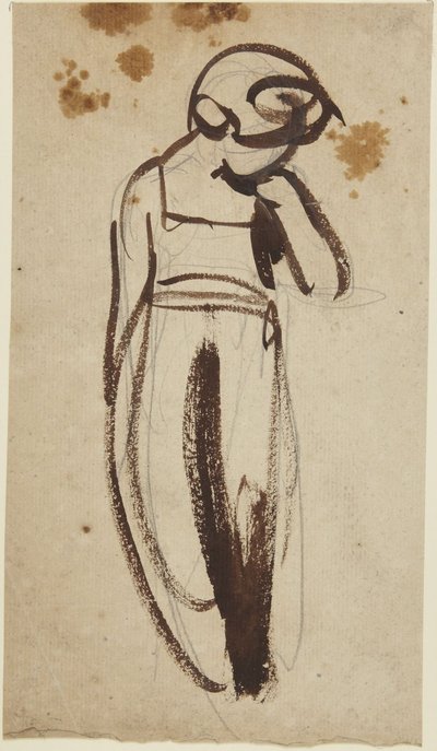 Stående barn med hånden ved hagen af George Romney