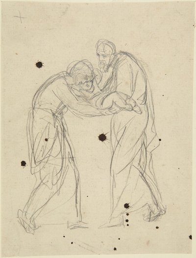 Stående mandlige og kvindelige figurer, der holder et spædbarn af George Romney