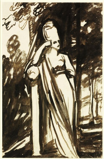 Stående kvinde ved en stele af George Romney