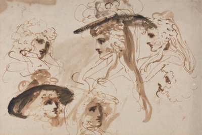 Studier til en dames hoved (studier af en kvindes hoved) af George Romney