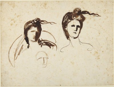 Studier af en kvindes hoved af George Romney