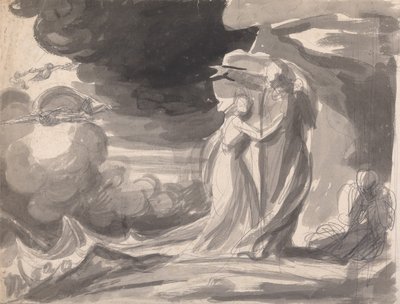 Studie til skibsforlis-scenen, »Stormen«: Prospero og Miranda af George Romney
