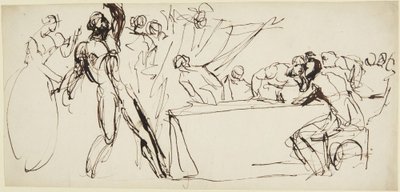 Undersøgelse af Banquos spøgelse fra festmåltidsscenen i »Macbeth« af George Romney
