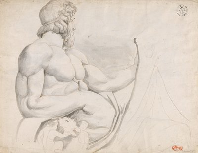 Undersøgelse af skulpturen af floden Tibers guddom af George Romney