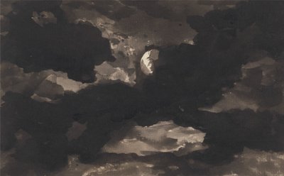 Studie af en overskyet månebelyst himmel af George Romney