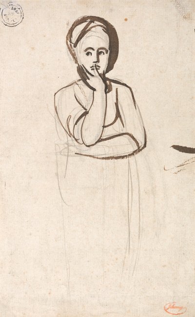 Studie af en eftertænksom kvinde af George Romney