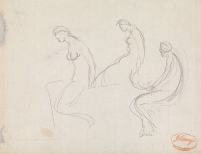 Tre studier af en siddende kvinde af George Romney